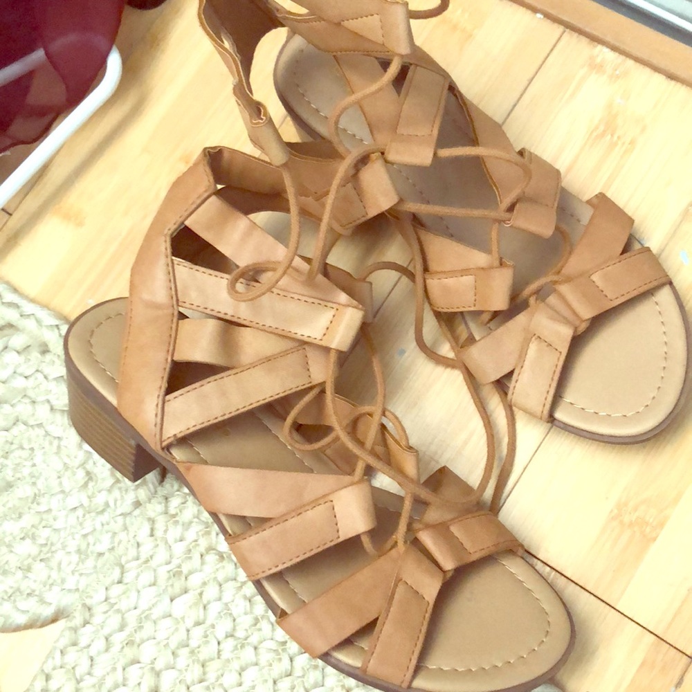 Nude strap heels